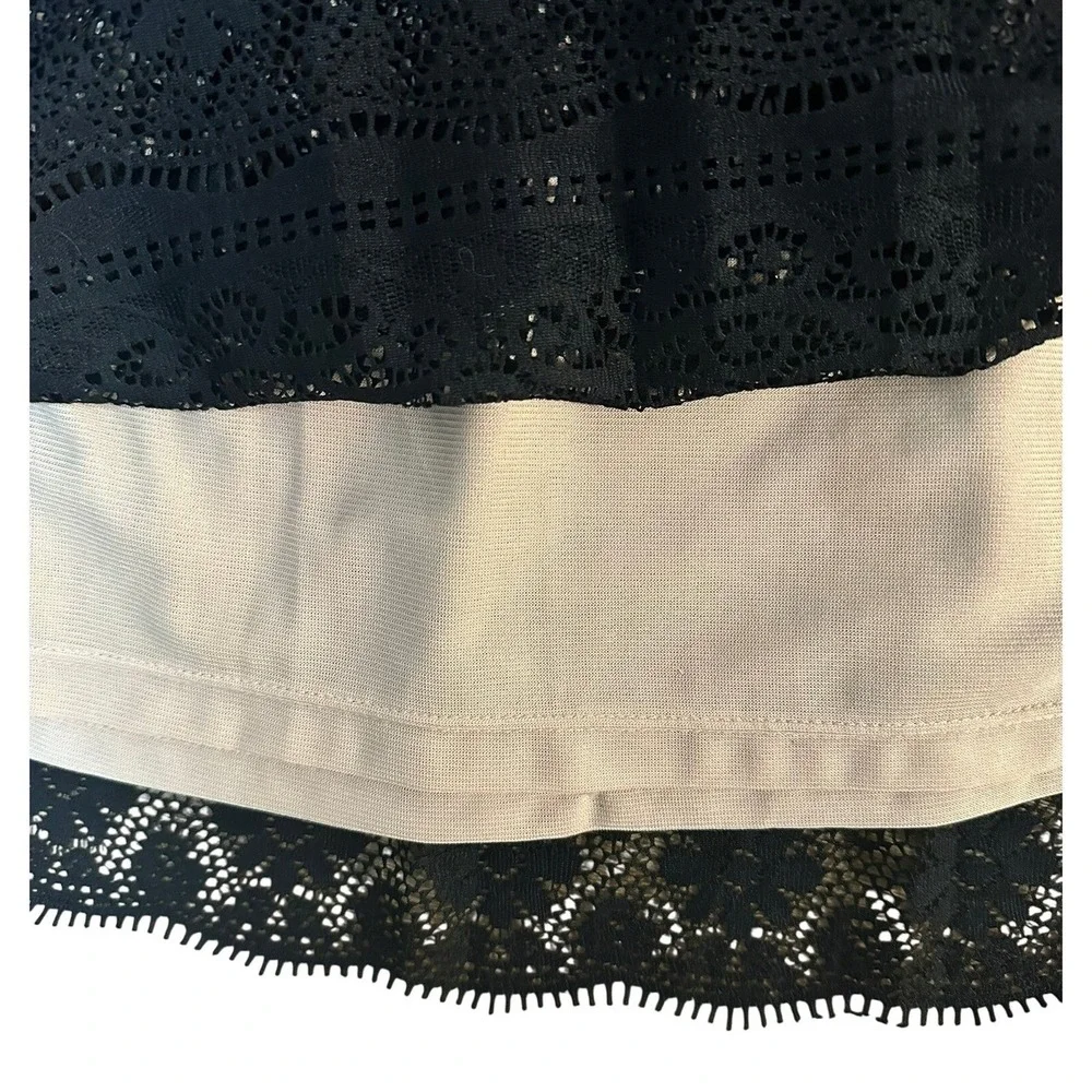 ECI Lace Blouse Women 6 Black Empire Waist Short Sleeve Scoop Neck Whimsigoth‎